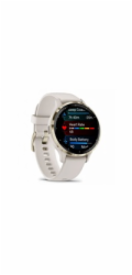 Garmin Venu 3S, Nerezová luneta Soft Gold, pouzdro Ivory, silikonový řemínek