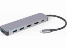 Rozbočovač USB-C USB-C PD Adaptér HDMI x2 USB 3.0 x3