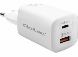  65W GaN ULTRA nástěnná nabíječka | 5-20V | 2,25-3,25A | 1 x USB Type C PD | 1 x USB QC 3.0 | Bílý