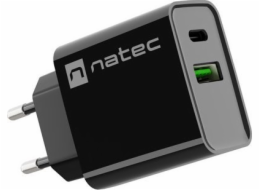 Ribera nástěnná nabíječka 1x USB-A + 1x USB-C 20W černá