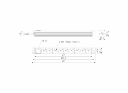 Rack napájecí lišta PDU 9xFR 1U 16A FR 2m