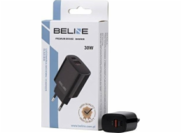 Nabíječka Beline 30W GaN USB-C + USB-A nástěnná nabíječka, černá