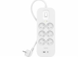 SurgePlus 6xFR 1xUSB-A 1xUSB-C 650J 2M přepěťová ochrana