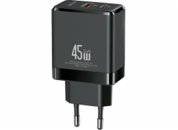 Síťová nabíječka USB-C+USB-A 45W GaN PD 3.0