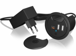 IB-HUB1407 3portová stolní nabíječka, 2x USB-A, 1x USB-C, 60mm otvor