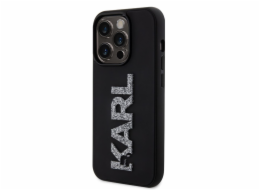 Karl Lagerfeld 3D Rubber Glitter Logo Karl Zadní Kryt pro iPhone 15 Pro Black