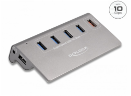 Delock USB 10 Gbps Hub mit 4 USB Typ-A Ports + 1 Schnellladeport, USB-Hub 64182