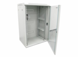 XtendLan 19" nástěnný rozvaděč 22U 600x600, nosnost 60 kg, skleněné kouřové dveře, svařovaný, šedý
