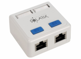 Solarix Zásuvka CAT5E STP 2 x RJ45 na omítku bílá SX288-5E-STP-WH