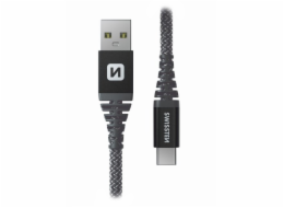 Swissten Datový kabel KEVLAR USB / USB-C 1,5 M ANTRACIT