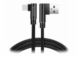 Swissten textilní datový kabel Arcade USB / USB-C 1,2 M /L konektory/ Černý