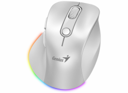 GENIUS Ergo 9000S Pro Pearl White/ duální Bluetooth + 2,4GHz/ 2400 dpi/ bezdrátová/ 6tlačítková/ dobíjecí/ RGB/ bílá