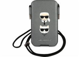 Karl Lagerfeld and Choupette Head Saffiano PU Pouch S/M Grey Stylová a praktická kapsa pro váš smartphone s logem světoznámé módní značky Karl Lagerfeld. Chrání telefon před poškozením a je i skvělým
