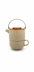 Bredemeijer Tea-for-one Umea beige / Acacia Lid  142024