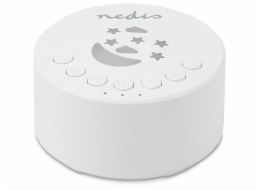 NEDIS zvukový přístroj s bílým šumem/ 18 možností zvuků/ 1 W/ baterie 18 hod/ stmívatelné světlo/ časovač/ bílý