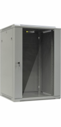 NETRACK 019-180-66-021 wall/hanging cabinet 19 18U/600 mm glass door grey remov. side pan.