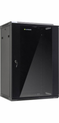 NETRACK 019-180-645-022 wall/hanging cabinet 19 18U/450 mm glass door black remov. side pan.