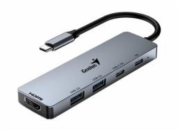 GENIUS hub UH-500/ USB-C na HDMI/ 2x USB3.0/ USB-C/ 100W PD/ šedý