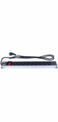 PremiumCord PDU-F10G09 PremiumCord Panel napájecí do 19" racku 1U, 9xIEC (C13), 2m kabel,vypínač