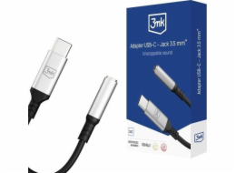 3mk adaptér USB-C/Jack 3,5mm (samice) 0,15m, černo-stříbrná