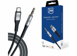 3mk audio kabel - AUX Cable USB-C - Jack 3,5 mm, 1m, černá