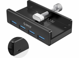 Orico ORICO ACTIVE DESKTOP USB HUB, 4XUSB-A 3.0, 5GBPS, ČERNÝ, HLINÍK