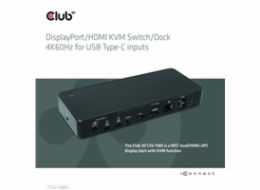 Club3D Dokovací stanice DisplayPort / HDMI KVM Switch, USB-C, PD