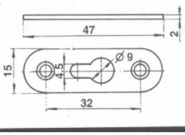 Závěsné oko F4-128, 15 x 47 x 2 mm, 50 ks.