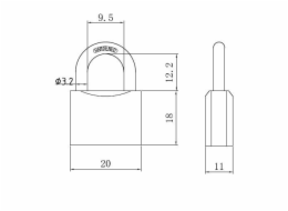 VISACÍ ZÁMEK ŠEDÝ 20MM HG320 (12/240)