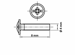 Šroub pro rukojeť Haushalt, 4x8 mm, 20 ks.