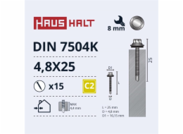 Samořezné šrouby Haushalt, DIN 7504K, 4,8 x 25 mm, 15 ks.