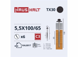 Samořezné šrouby Haushalt, DIN 7504N, 5,5 x 100/65 mm, 6 ks.