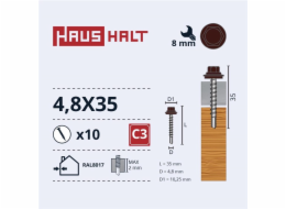 Samořezné šrouby Haushalt, DIN 7504K, 4,8 x 35 mm, 10 ks.