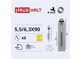 Samořezné šrouby Haushalt, DIN 7504K, 5,5/6,3 x 90 mm, 6 ks.