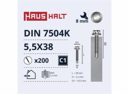 Samořezné šrouby Haushalt, DIN 7504K, 5,5 x 38 mm, 200 ks.