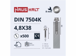 Samořezné šrouby Haushalt, DIN 7504K, 4,8 x 38 mm, 500 ks.