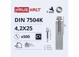 Samořezné šrouby Haushalt, DIN 7504K, 4,2 x 25 mm, 500 ks.
