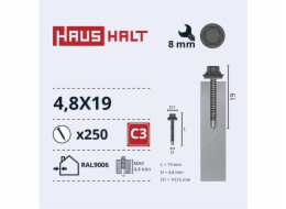 SAVISR 4,8X19 MET+EPDM RAL9006 (250-12)