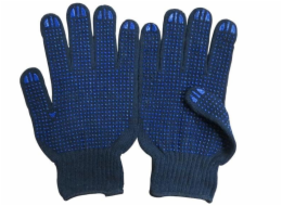 Pletené rukavice potažené PVC puntíky, černá velikost XL