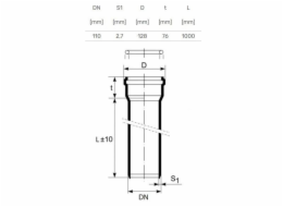 Vnitřní kanalizační potrubí HTplus, O 110 mm, 1m