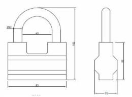 Visací zámek Wushi A-80, 80 x 100 mm