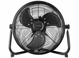 NEDIS stojanový ventilátor/ průměr 30 cm/ výkon 43 W/ plynulá rychlost/ naklápěcí/ dobíjecí/ USB-A/ kovový/ černý