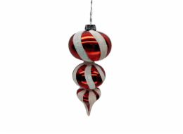 ozdoba na vánoční stromeček, bílá/červená, 14,3 cm, sklo