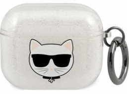 Ochranné pouzdro Karl Lagerfeld KLA3UCHGS Glitter Choupette pro AirPods 3 stříbrné