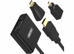 Unitek AV adaptér HDMI Micro - HDMI HDMI - D-Sub (VGA) + Jack 3,5 mm HDMI Mini - HDMI černý (Y-6355)