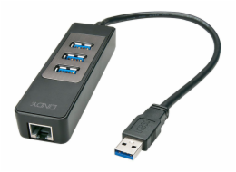 Lindy USB HUB 1x RJ-45 + 3x USB-A 3.0 (43176)