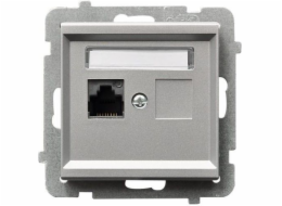 Počítačová zásuvka Ospel Sonata single RJ45, kat. 5e, matná stříbrná (GPK-1R/K/m/38)