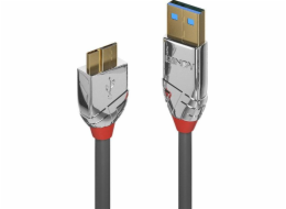 Lindy USB-A - micro-B USB kabel 3 m stříbrný (36659)
