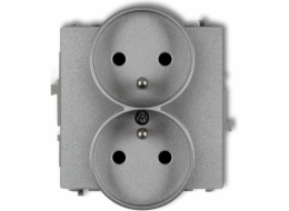 DECO Soft dvojitá zásuvka s/ven pro stříbrný kovový rám (7DGPRSO-2z)