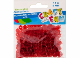 Craft with Fun CF SEQUINS PRŮHLEDNÉ TLAČÍTKO 8MM ČERVENÉ 40/400
